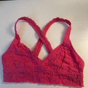 Pink lace aerie bralette lightly used size small padded